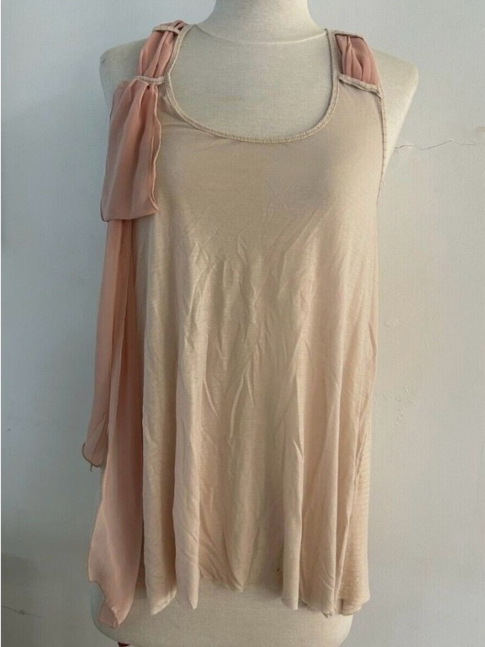 Free People Blush Pink Draped Shoulder Tank